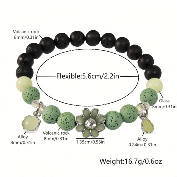 Wholesale Luminous Little Sun Flower Volcanic Stone Bead Bead Bead Bracelet