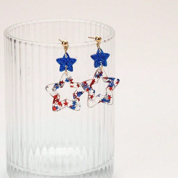 O1CN01c4RUA11RB1l6qDuMc_2216398732072-0-cib Wholesale American Independence Day Series Earrings Red White Blue Pentagram Earrings American National Day Earrings