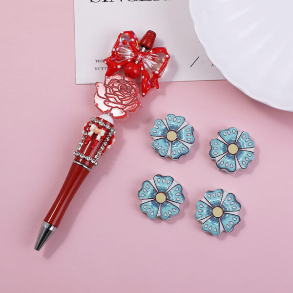 Wholesale 10pcs Through-hole double-sided embossed cartoon rose and sunflower beads