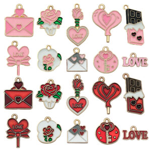 Mix 20 styles of oil dripping valentine's day red and pink set - 1 piece of each of 20 styles - 22.3g - sn1068