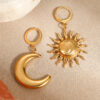 Wholesale Geometric Moon Sun Earrings