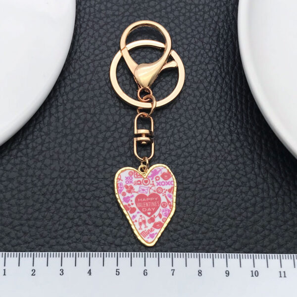 Wholesale Product Oil Dropping Pink Love Printing Valentine's Day Keychain