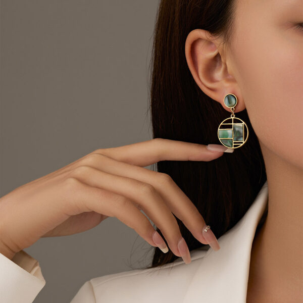 Wholesale Natural turquoise geometric titanium steel earrings