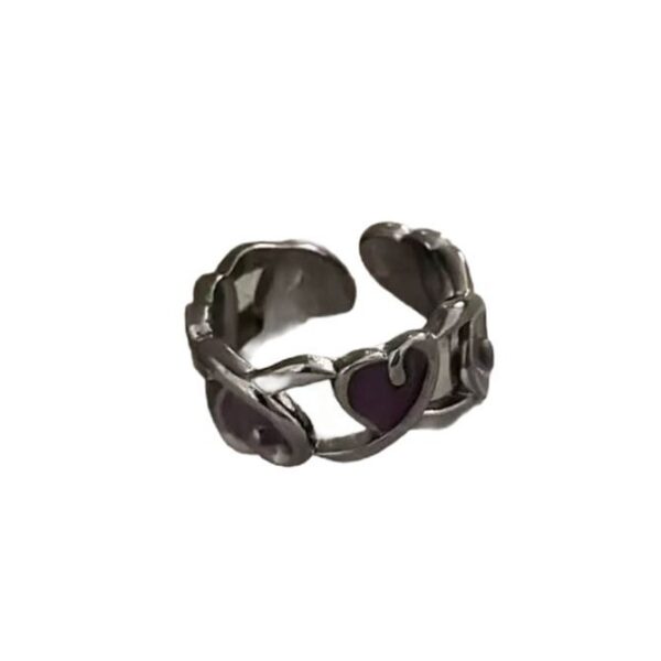 Wholesale Love Zircon Gun Black Open Adjustable Ring