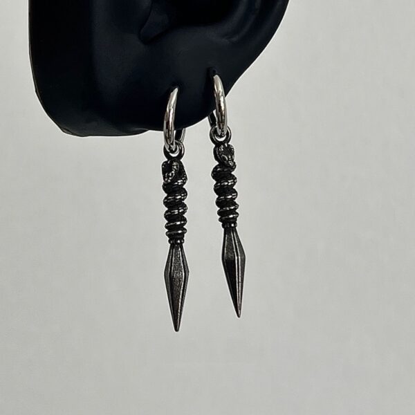 Wholesale Stainless steel retro puncture cross sword pendant earrings