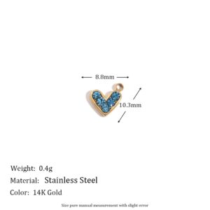 Mini zircon Heart pendant-gold-blue diamond
