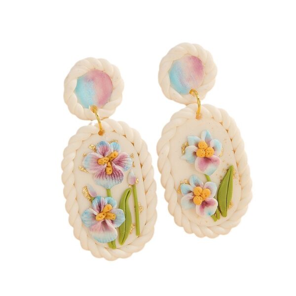 Wholesale Garden oil painting style soft ceramic earrings