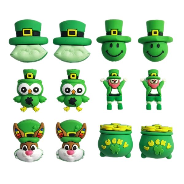 Wholesale 10pcs St. Patrick's Day Cartoon Four-Leaf Clover Focal Beads