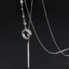 Wholesale Long round adjustable stretch diamond studded necklace