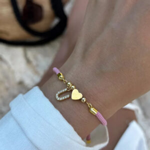 Pink rope zircon letter bracelet-u