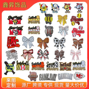 Wholesale Sports letter butterfly bow ball embroidery DIY Patches