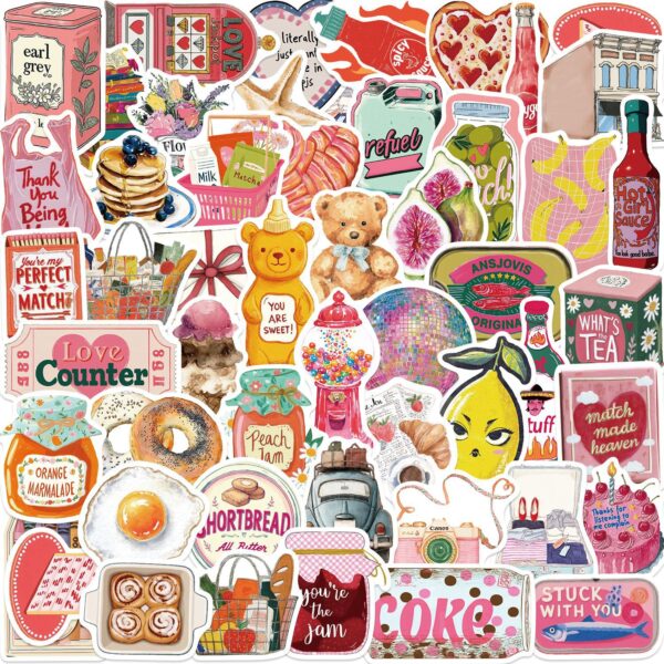 Wholesale 50 cartoon pink aesthetic girl doodle stickers DIY waterproof stickers