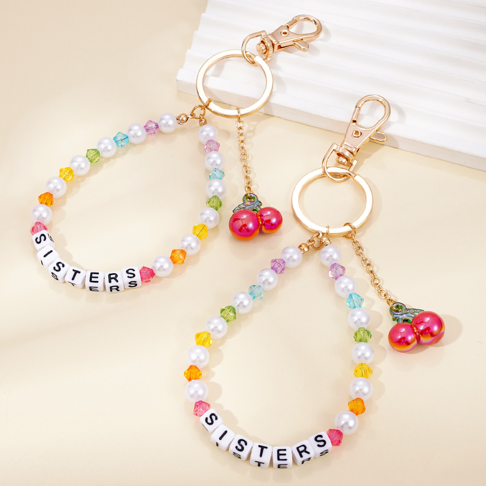 Wholesale Handmade Beaded Aessories English Letter Keychain