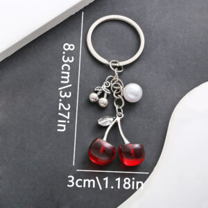 ER712-white k red cherry keychain -10g