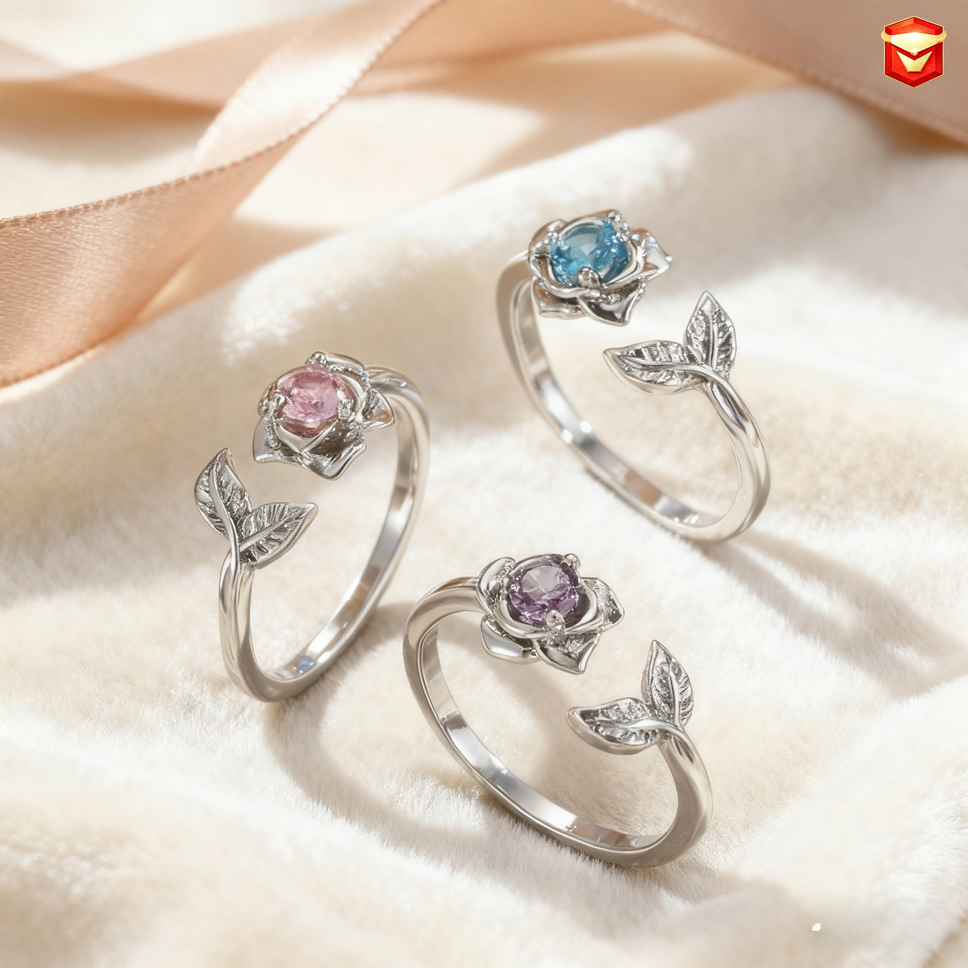Wholesale Valentine's Day Open Diamond Fishtail Retro Rose Ring