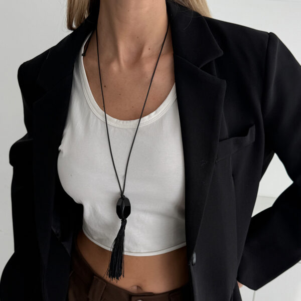 O1CN01cI329V23kFcMTBaXS_2588757293-0-cib Wholesale Black acrylic tassel long necklace