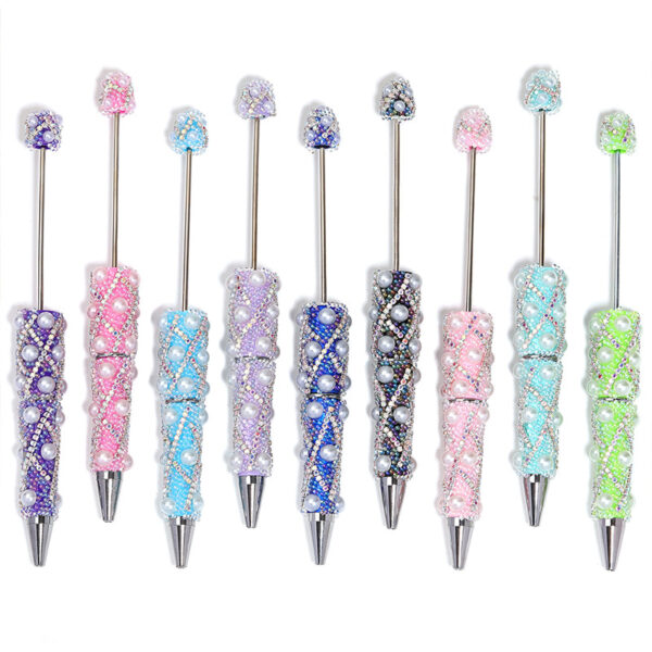 Wholesale Heavy Industry Full Diamond Pearl Chain Beaded Pen DIY