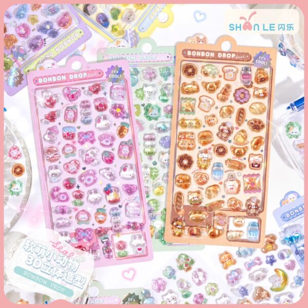 Wholesale 3D Embossed Fun Stickers, Acrylic Diamond Stickers, Kidsren's Handmade DIY Decorative Stickers, Beautiful Embossed Fun Stickers