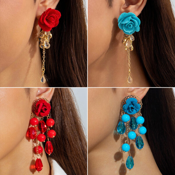 Wholesale Long tassel flower Valentine's Day earrings