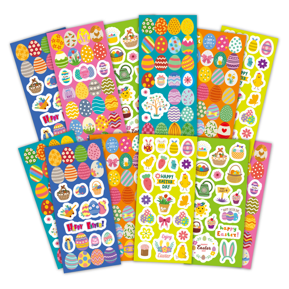 Wholesale Easter es with cute cartoon rabbits Waterproof Vinyl Stickers
