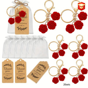 Wholesale 10 Elegant Rose Flower Set Zinc Alloy Keychain Valentine's Day