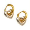 Wholesale Detachable Color-Blocked Peach Heart Threaded Oval Earrings Titanium Steel