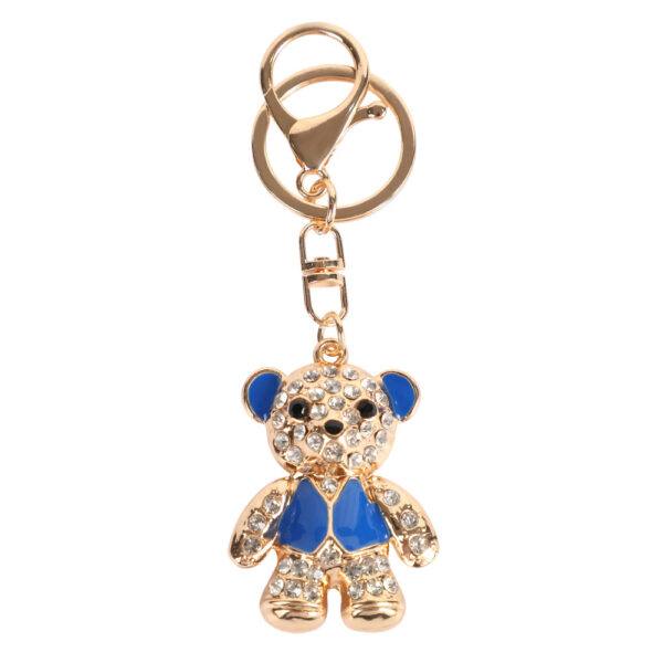 Wholesale Cute vest bear set with diamonds Metal Keychain