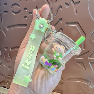 Strap bear-green milk tea cup