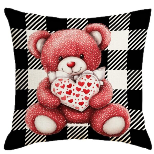 Wholesale Plaid Printed Love Pillow Valentine's Day Bedside Cushion Linen