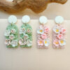 Wholesale Colored handmade floral soft ceramic earrings