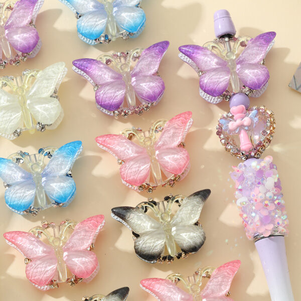 Wholesale 10pcs Gradual Acrylic Butterfly Beaded Jewelry Accessories DIY Beads