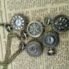 Wholesale Vintage small quartz heart-shaped hollow gear pocket watch