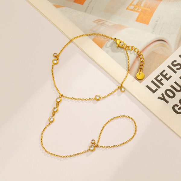 Wholesale Stainless Steel Mittens Bracelet Niche Ring with Diamonds Golden Bracelet