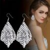 Wholesale Metallic sequin tassel square geometric long earrings