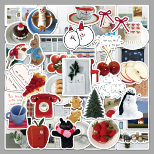 Wholesale 50 Korean Cream ins Style Graffiti Stickers Xiaoqing Novice Account Goo Card DIY Mobile Phone Luggage Flat Stickers