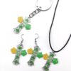 Wholesale St. Patrick's Day green cross acrylic earrings