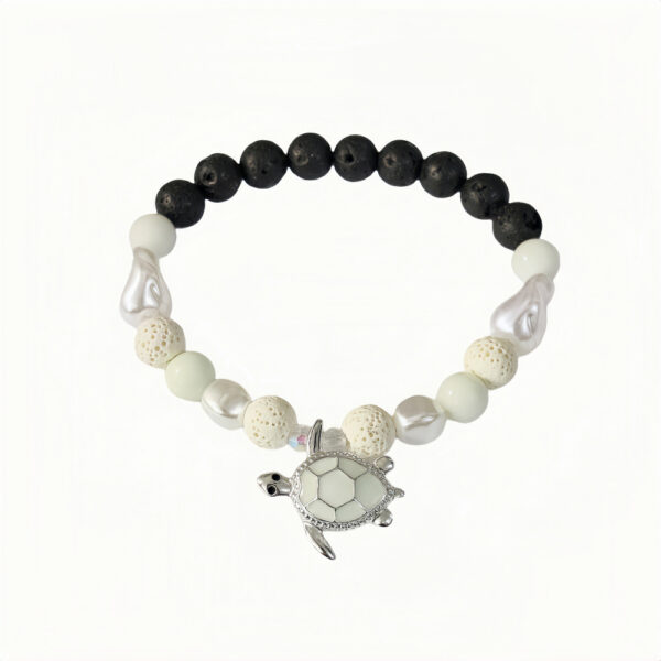 Wholesale Luminous Silver Turtle Shaped Colored Volcanic Stone Bracelet