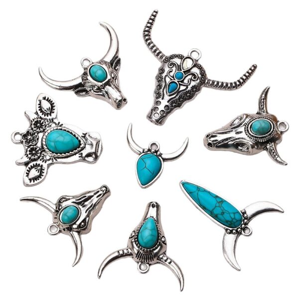O1CN01cWz7OT267GjcMEtwK_2215756907614-0-cib Wholesale Bohemian style turquoise diverse bull pendant