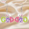 Wholesale Easter 2D Flat Acrylic Letter Rabbit Earrings