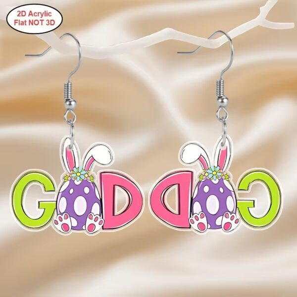 Wholesale Easter 2D Flat Acrylic Letter Rabbit Earrings