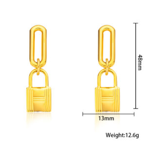 Xxb099-gold lock chain pendant earrings-48*13mm