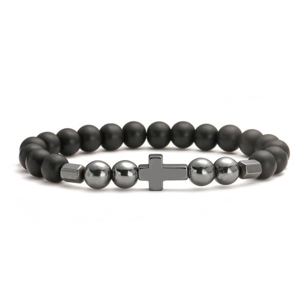 Wholesale Natural stone bead cross bead bracelet