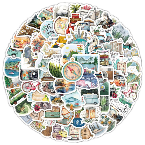 Wholesale 100 Cute Outdoor Travel Doodle Waterproof Vinyl Stickers