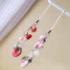 Wholesale Cartoon Cute Red Pink Wooden Strawberry Keychain