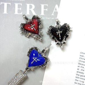 Wholesale 10pcs Thorn Dark Gothic Peach Heart Pottery Mud Straight Hole Beads