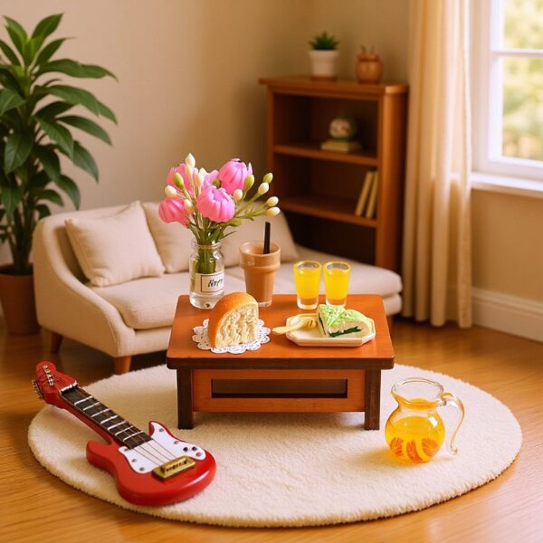 Wholesale Miniature simulation wooden brown round table Doll Accessories