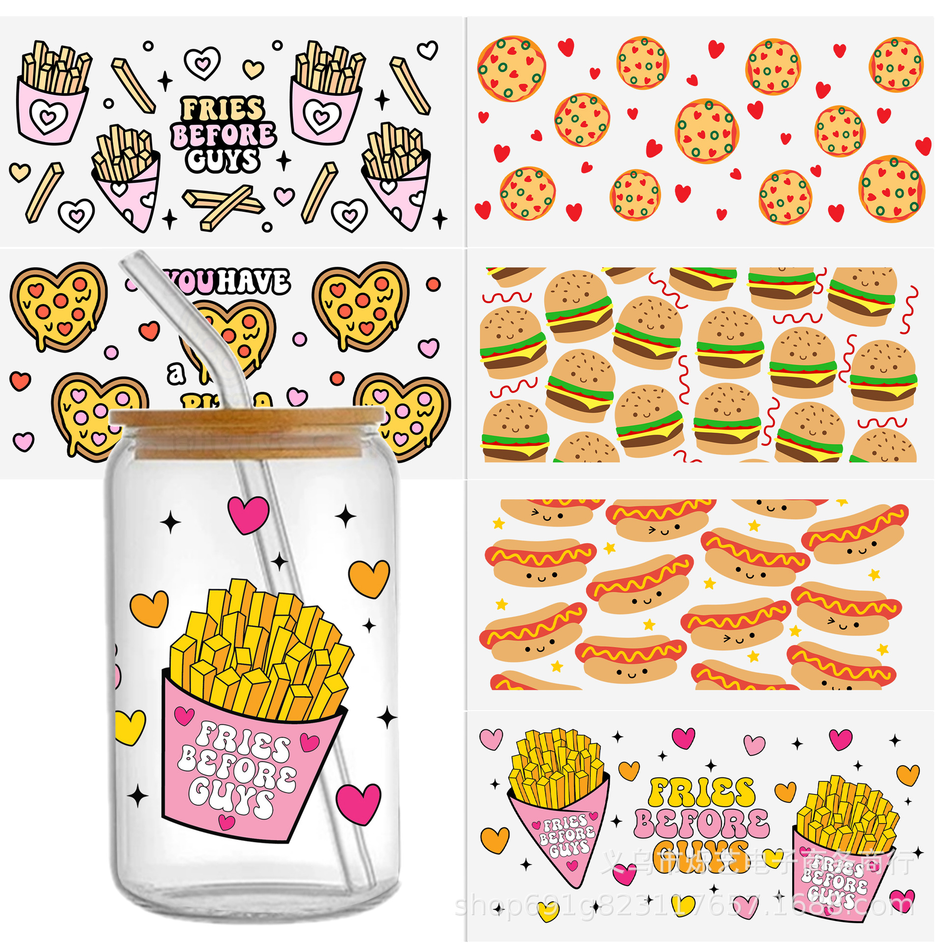 Wholesale Food ball love UV DTF transfer Crystal label C sticker tear-o