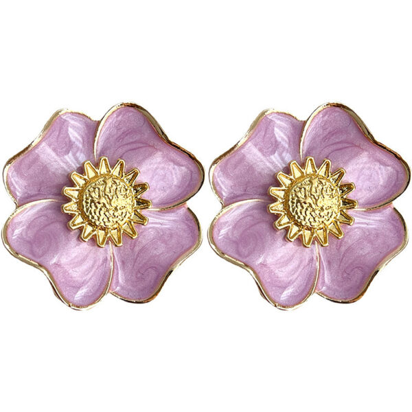 Wholesale Vintage Oil Painting Flower Purple Drip Oil Earrings