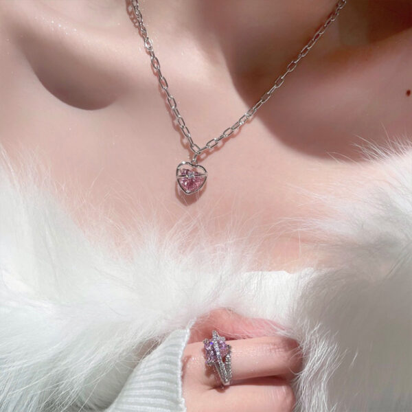 O1CN01cgoylK2MNKEACbvDW_2208443039815-0-cib Wholesale Valentine's Day pink diamond heart zircon necklace