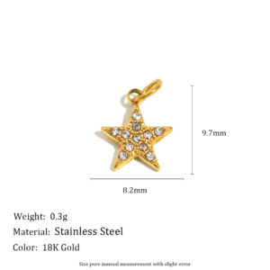 Thin five-pointed star pendant-gold